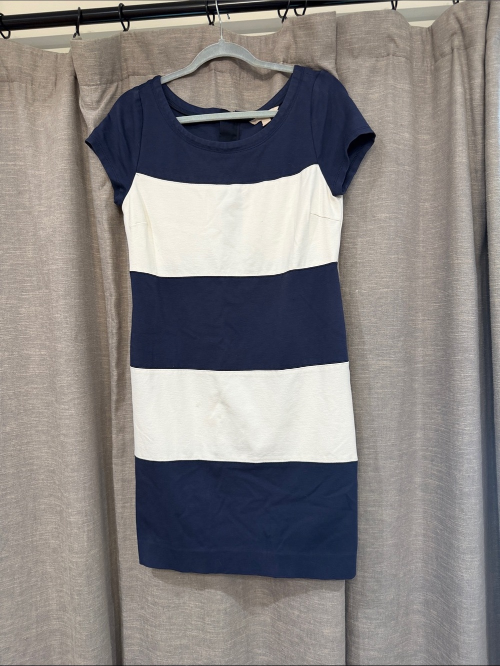 Banana Republic Navy and White Striped Mini Sheath Dress